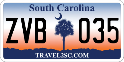 SC license plate ZVB035