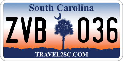 SC license plate ZVB036