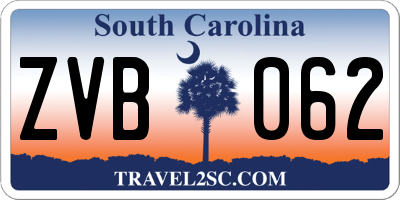 SC license plate ZVB062