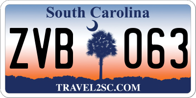 SC license plate ZVB063