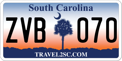 SC license plate ZVB070