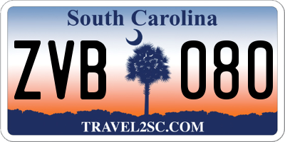 SC license plate ZVB080
