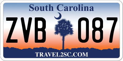SC license plate ZVB087