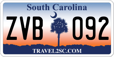 SC license plate ZVB092