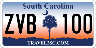 SC license plate ZVB100