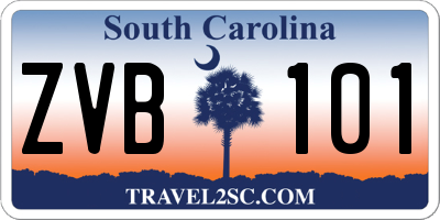 SC license plate ZVB101