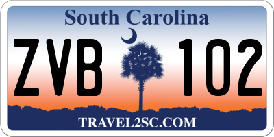 SC license plate ZVB102