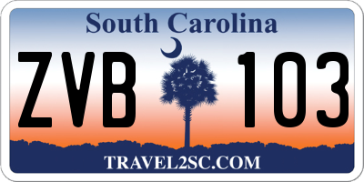 SC license plate ZVB103