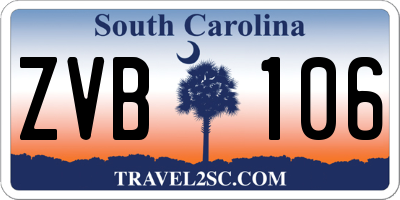 SC license plate ZVB106