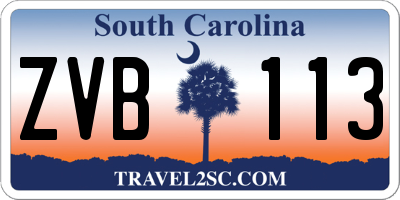 SC license plate ZVB113