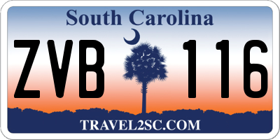 SC license plate ZVB116