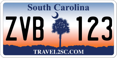 SC license plate ZVB123