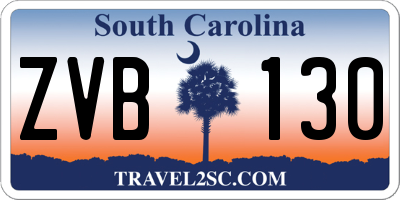 SC license plate ZVB130
