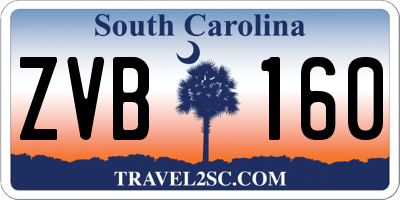SC license plate ZVB160