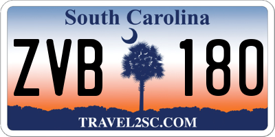SC license plate ZVB180