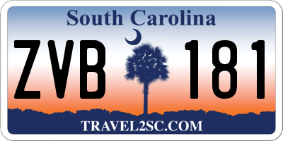 SC license plate ZVB181