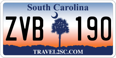 SC license plate ZVB190