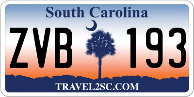 SC license plate ZVB193