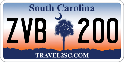 SC license plate ZVB200