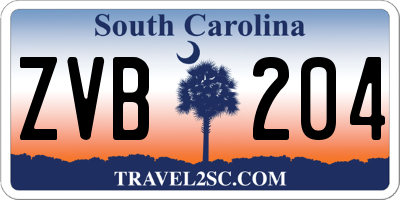 SC license plate ZVB204