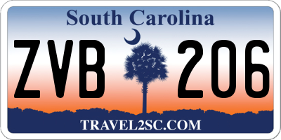 SC license plate ZVB206