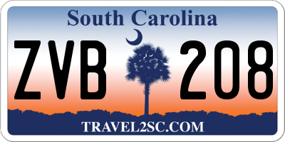 SC license plate ZVB208