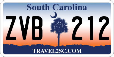 SC license plate ZVB212