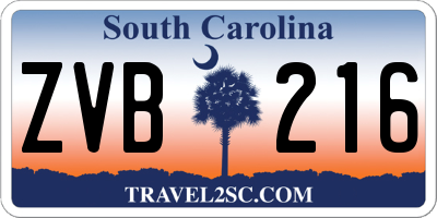 SC license plate ZVB216