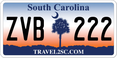 SC license plate ZVB222