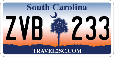 SC license plate ZVB233