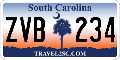 SC license plate ZVB234