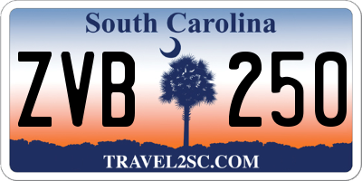 SC license plate ZVB250