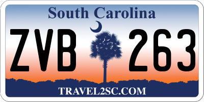 SC license plate ZVB263