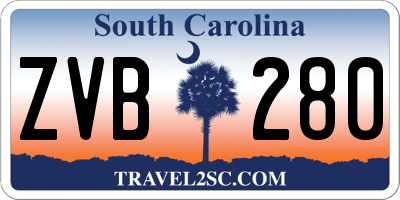 SC license plate ZVB280