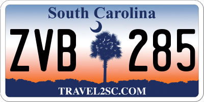 SC license plate ZVB285