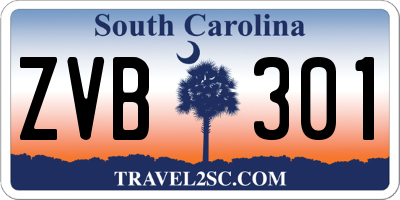 SC license plate ZVB301