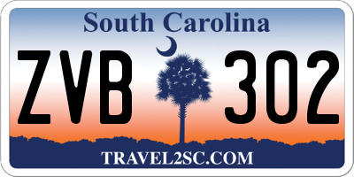 SC license plate ZVB302