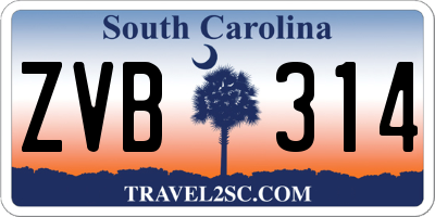 SC license plate ZVB314