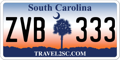 SC license plate ZVB333