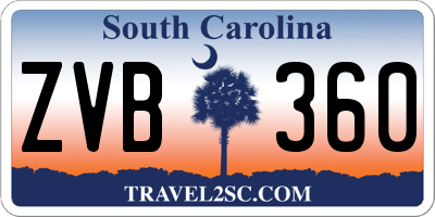 SC license plate ZVB360