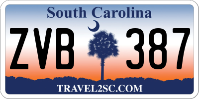 SC license plate ZVB387