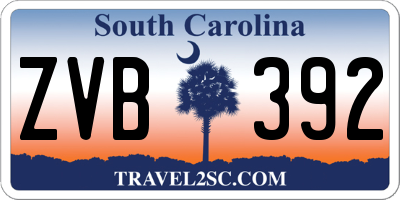 SC license plate ZVB392