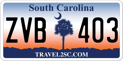 SC license plate ZVB403