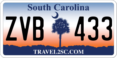 SC license plate ZVB433