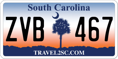 SC license plate ZVB467