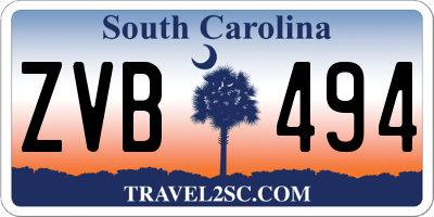 SC license plate ZVB494