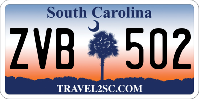 SC license plate ZVB502
