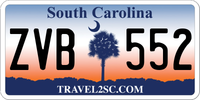 SC license plate ZVB552