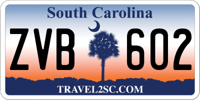 SC license plate ZVB602
