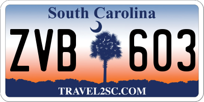 SC license plate ZVB603
